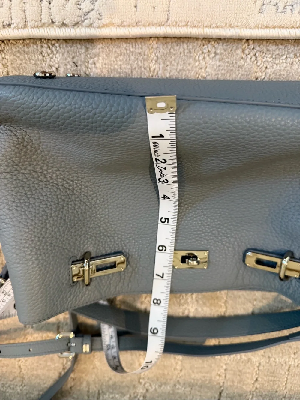 Elegant Blue Leather Top-Handle Satchel